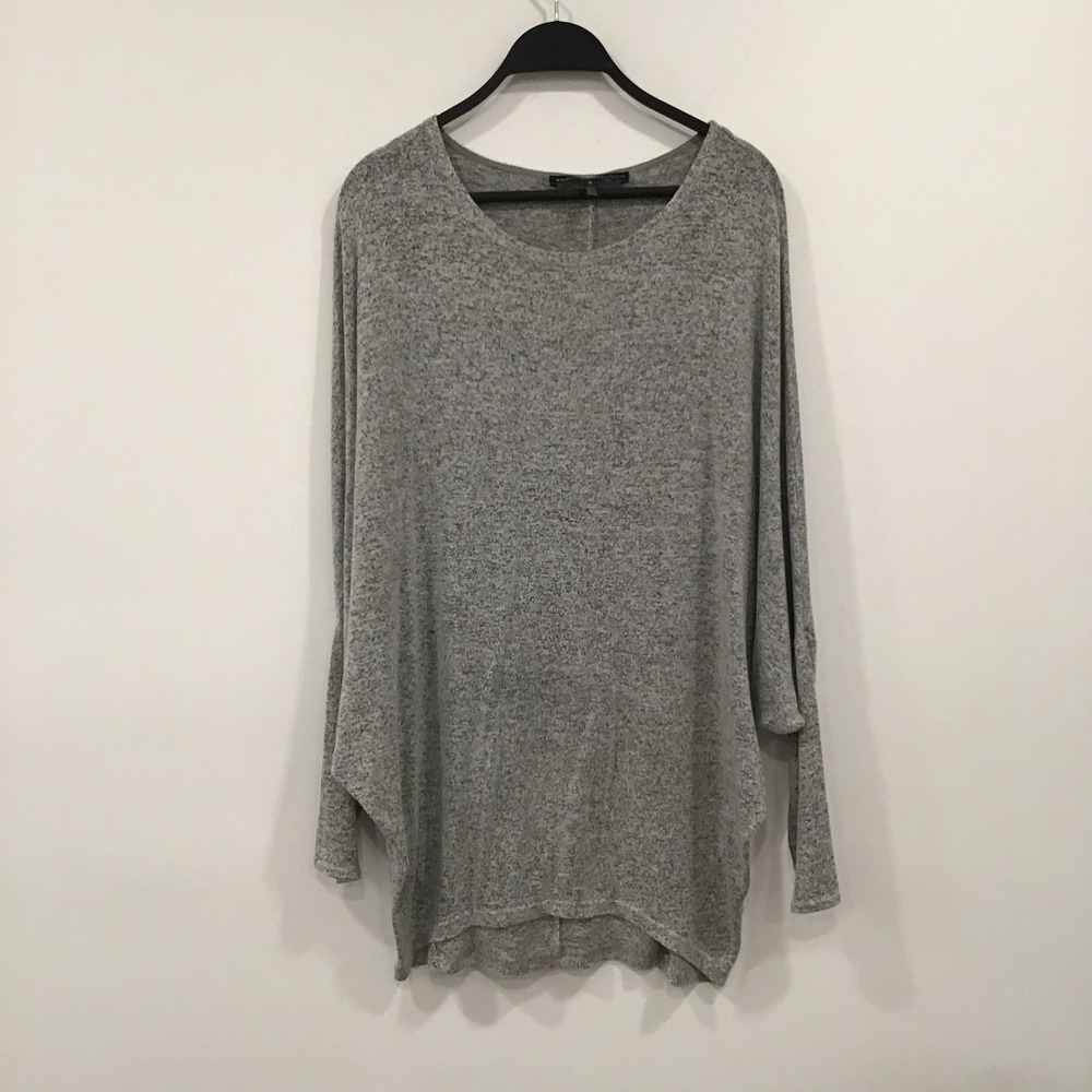 White House Black Market Top Marbled Black White Gray Medium Drop Waist Blouse - Picture 11 of 16